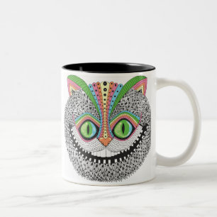 Psychedelische Cheshire-Katze Zweifarbige Tasse