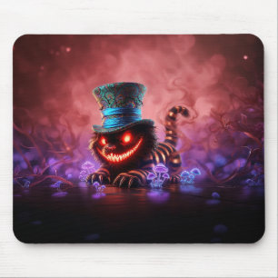Psychedelische Chessie-Katze unter Pilzen Mousepad