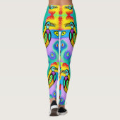 Psychedelische Cockerel: farbenfroher gestreibende Leggings (Rückseite)