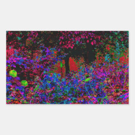 Psychedelische Crimson Red and Black Garden Sunris Rechteckiger Aufkleber