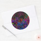 Psychedelische Crimson Red and Black Garden Sunris Runder Aufkleber (Umschlag)