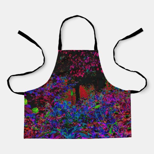 Psychedelische Crimson Red and Black Garden Sunris Schürze (Vorderseite)
