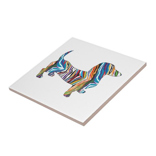 Psychedelische Dackel Fliese (Seite)