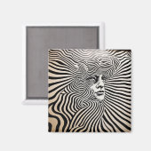 Psychedelische Designs aus Schwarz und Weiß Magnet (Vorderseite/Rückseite)