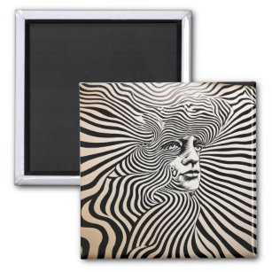 Psychedelische Designs aus Schwarz und Weiß Magnet