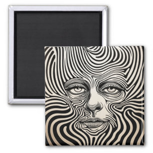 Psychedelische Designs aus Schwarz und Weiß Magnet