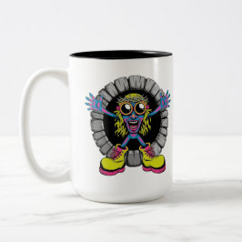 Psychedelische Dornenkronen-Monster Zweifarbige Tasse