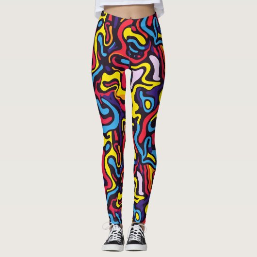 Psychedelische dunkle Farbe Leggings (Vorderseite)