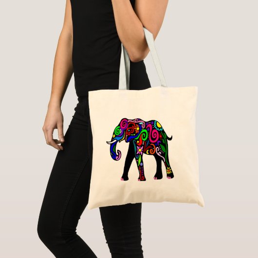 Psychedelische Elefant-Tasche Tragetasche (Vorderseite (Produkt))