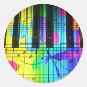 Psychedelische elektrische Klavier-Tastatur und Runder Aufkleber