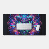 Psychedelische Eule, Augen fangende Neontiere Schreibtischunterlage (Tastatur & Maus)