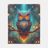 Psychedelische Eule in einem Kosmischen Wald Fleecedecke (Vorderseite)