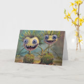 Psychedelische Fantasie geklappte Grußkarte Karte (Gelbe Blume)