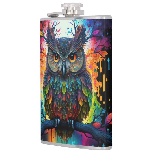 Psychedelische Fantasie Hippy Owl Flachmann (Links)