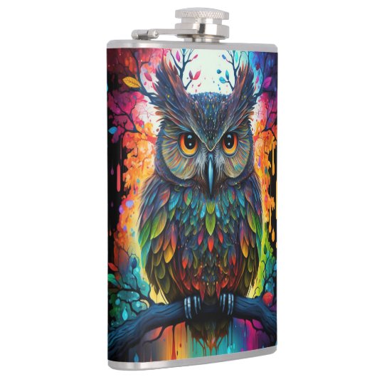 Psychedelische Fantasie Hippy Owl Flachmann (Rechts)