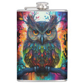 Psychedelische Fantasie Hippy Owl Flachmann (Vorderseite)