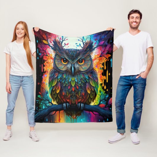 Psychedelische Fantasie Hippy Owl Fleecedecke (Beispiel)