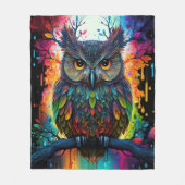 Psychedelische Fantasie Hippy Owl Fleecedecke (Vorderseite)