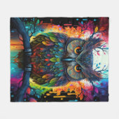 Psychedelische Fantasie Hippy Owl Fleecedecke (Vorderseite (Horizontal))