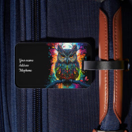 Psychedelische Fantasie Hippy Owl Gepäckanhänger