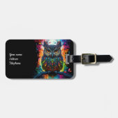 Psychedelische Fantasie Hippy Owl Gepäckanhänger (Vorderseite horizontal)