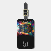 Psychedelische Fantasie Hippy Owl Gepäckanhänger (Vorderseite vertikal)