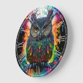 Psychedelische Fantasie Hippy Owl Große Wanduhr (Winkel)