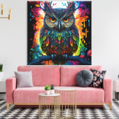 Psychedelische Fantasie Hippy Owl Leinwanddruck (Insitu (Wohnzimmer))