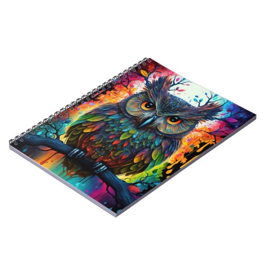 Psychedelische Fantasie Hippy Owl Notizblock (Linke Seite)