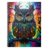 Psychedelische Fantasie Hippy Owl Notizblock (Vorderseite)