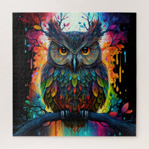 Psychedelische Fantasie Hippy Owl Puzzle