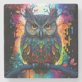 Psychedelische Fantasie Hippy Owl Steinuntersetzer