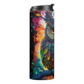 Psychedelische Fantasie Hippy Owl Thermosbecher (Nach links gedreht)