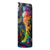 Psychedelische Fantasie Hippy Owl Thermosbecher (Nach rechts gedreht)