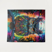 Psychedelische Fantasie Hippy Owl Wandteppich (Vorderseite (Horizontal))