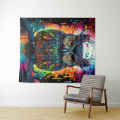 Psychedelische Fantasie Hippy Owl Wandteppich (Beispiel (Horizontal))