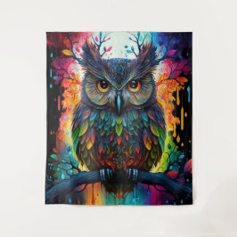 Psychedelische Fantasie Hippy Owl Wandteppich