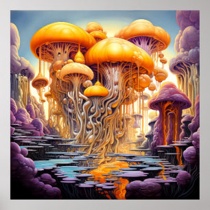 Psychedelische fantastische Landschaften Poster