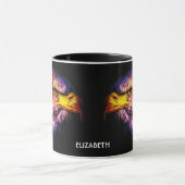 Psychedelische Fantasy Exotic Fraktal Vivid Eagle Tasse (Zentrum)