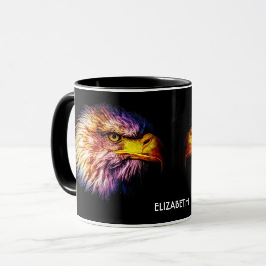 Psychedelische Fantasy Exotic Fraktal Vivid Eagle Tasse (Vorderseite Links)