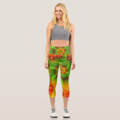 Psychedelische Farben Modernes Abstraktes Fraktal Capri Leggings (Vorderseite)