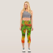 Psychedelische Farben Modernes Abstraktes Fraktal Capri Leggings (Vorderseite)
