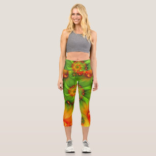 Psychedelische Farben Modernes Abstraktes Fraktal  Capri Leggings