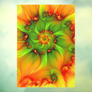 Psychedelische Farben Modernes Abstraktes Fraktal Fensteraufkleber