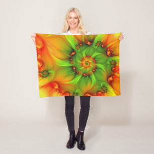 Psychedelische Farben Modernes Abstraktes Fraktal Fleecedecke