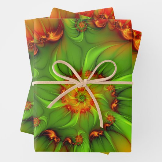 Psychedelische Farben Modernes Abstraktes Fraktal Geschenkpapier Set (Beispiel)