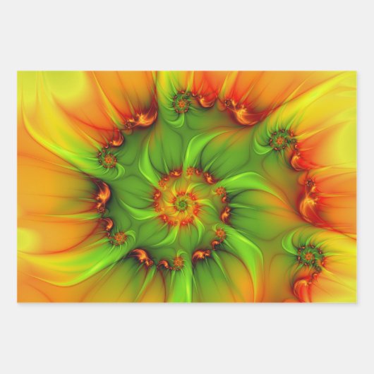 Psychedelische Farben Modernes Abstraktes Fraktal Geschenkpapier Set (Vorderseite)