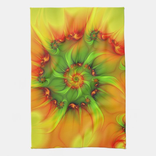 Psychedelische Farben Modernes Abstraktes Fraktal Geschirrtuch (Vertikal)