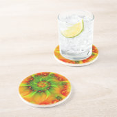 Psychedelische Farben Modernes Abstraktes Fraktal Getränkeuntersetzer (Seite)