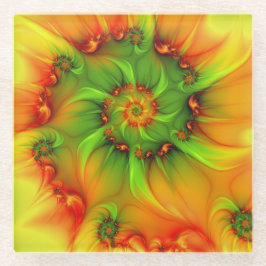 Psychedelische Farben Modernes Abstraktes Fraktal  Glasuntersetzer